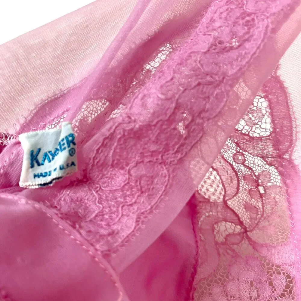 Nighty And Robe Set Vintage 60s Kayser Womens Pink Beautiful Sexy Size 32 S - Picture 9 of 11